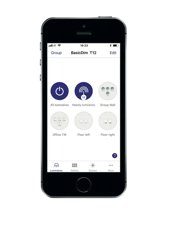 basicDIM pour la gestion de l'éclairage de pièces individuelles.