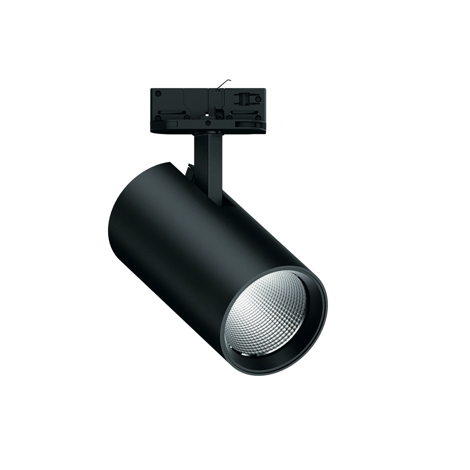 Versatile black track spotlight with precise beam control, Zumtobel professional lighting solution
