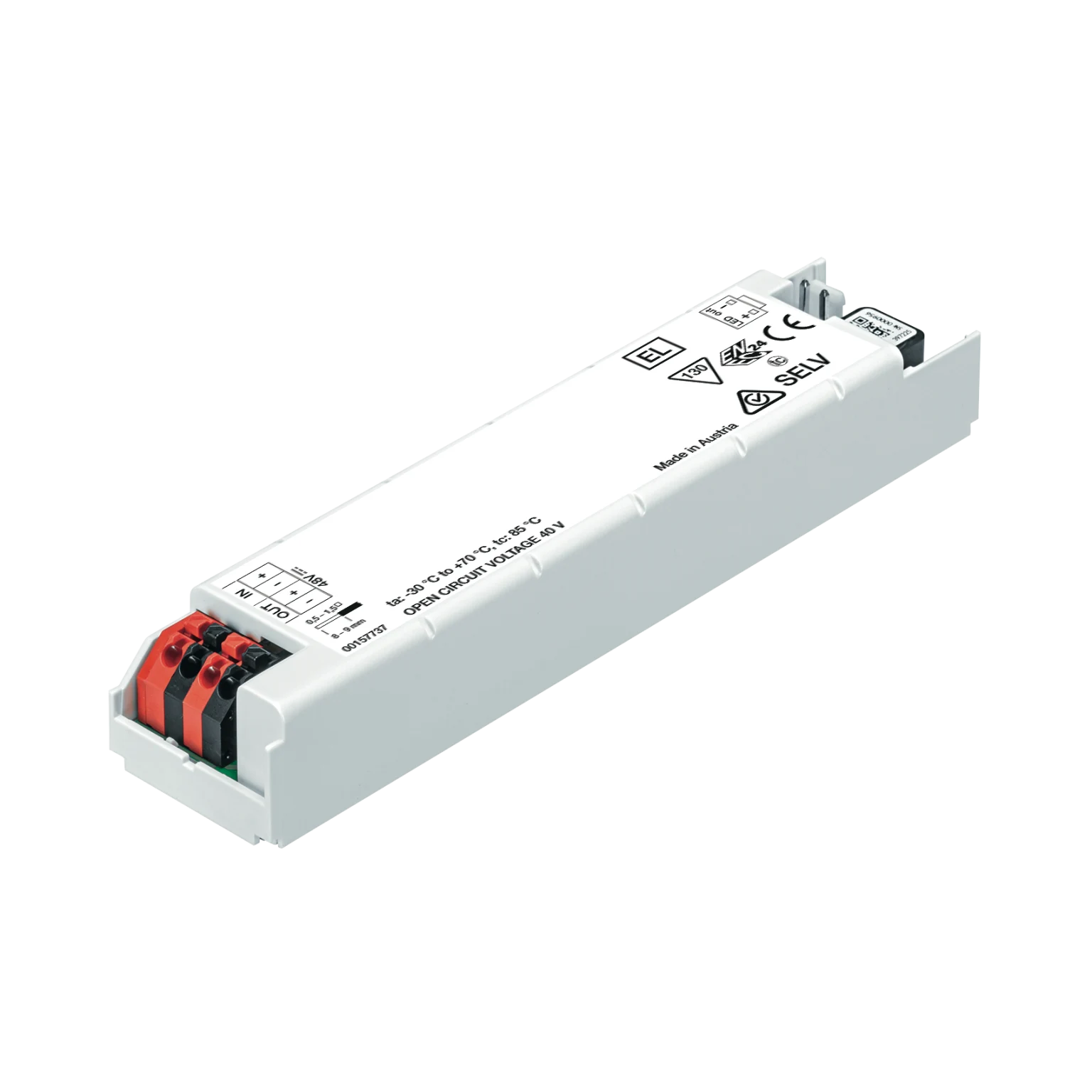 Slim linear LED driver for ceiling luminaires and emergency kits by Zumtobel