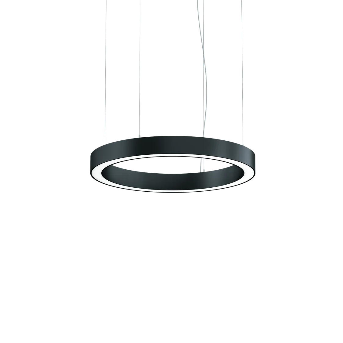 The SLOTLIGHT round lighting system hangs stylishly from the ceiling and offers uniform, glare-free illumination in a minimalist space.