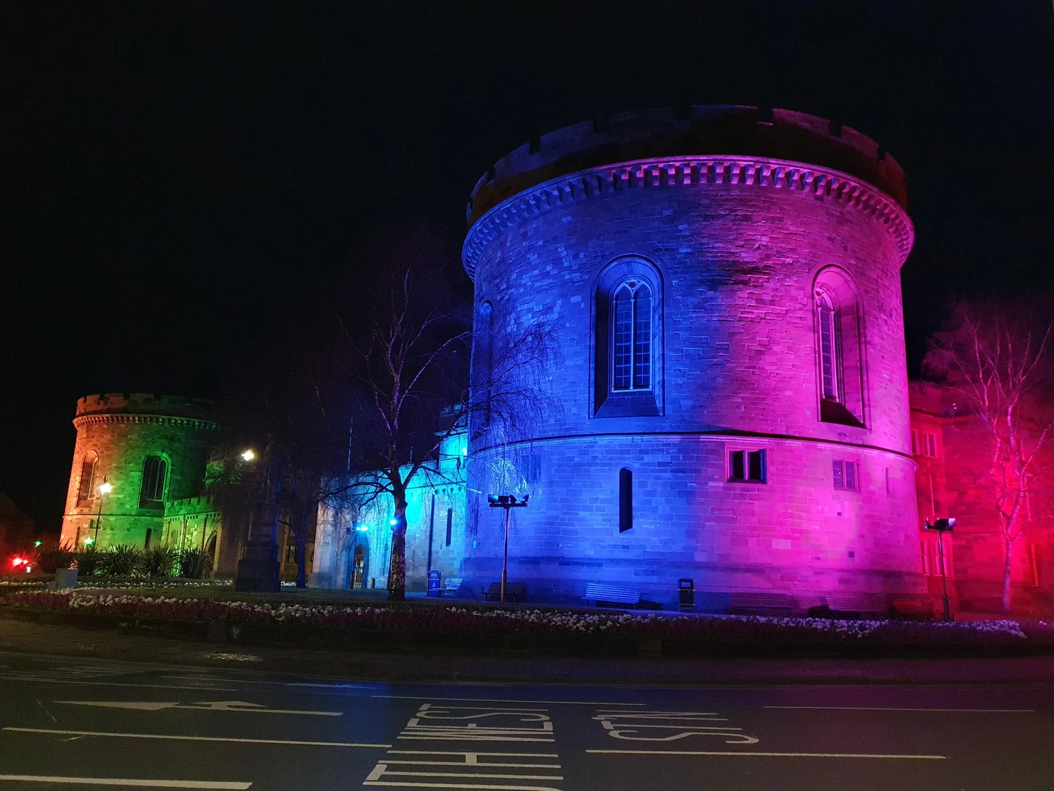 De Citadel van Carlisle is een voormalig fort dat gedurende de nacht wordt verlicht met met RGBW-verlichting