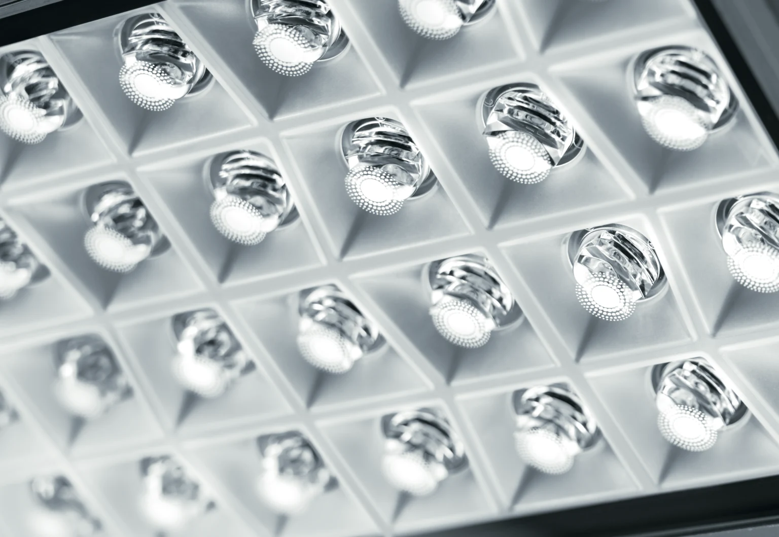 High-efficiency LED grid lighting by Zumtobel for commercial and industrial spaces