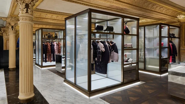 Interior of Moncler Boutique in Milan, Italy