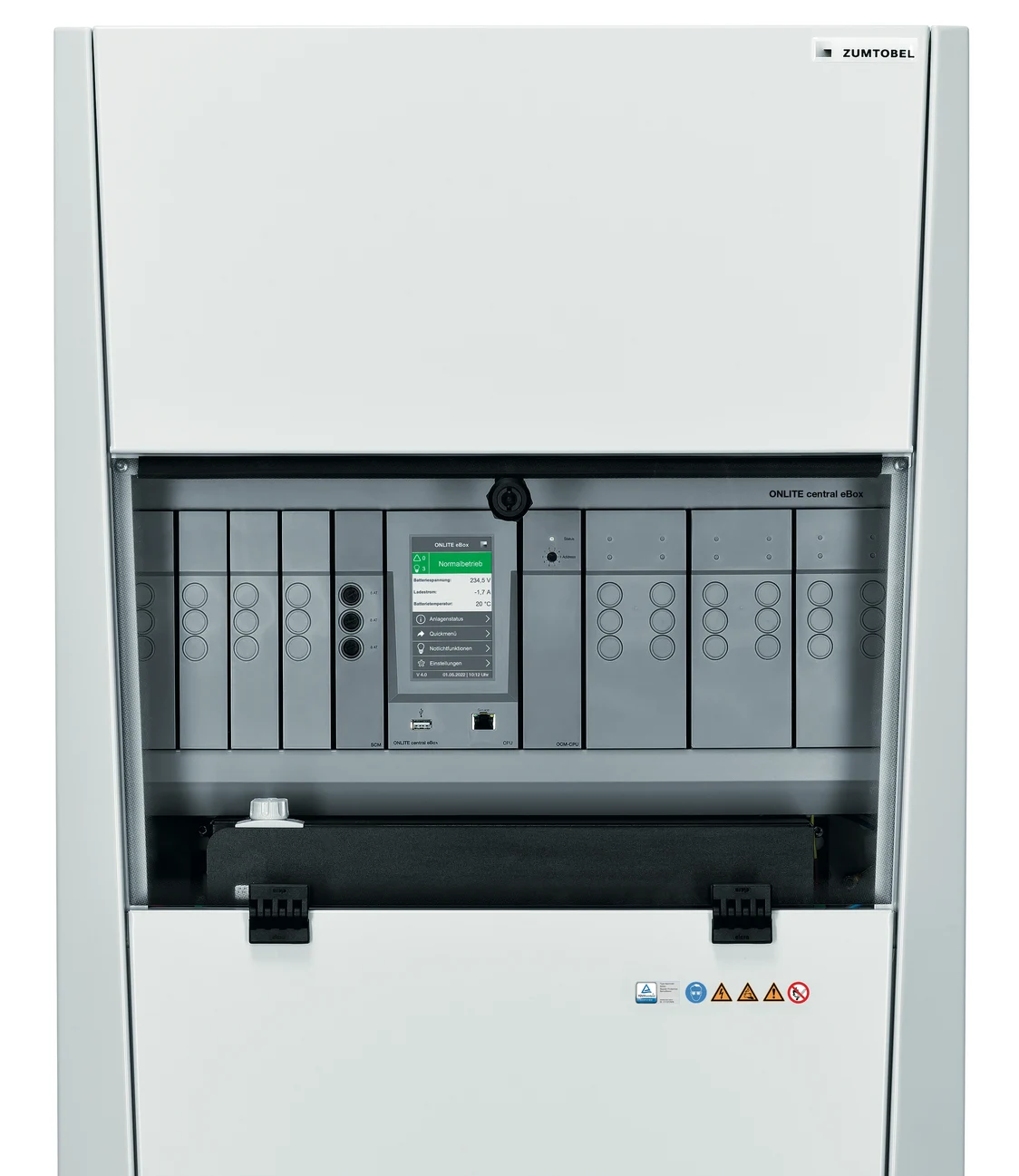 Die ONSITE central eBox Console auf grauem Hintergrund.