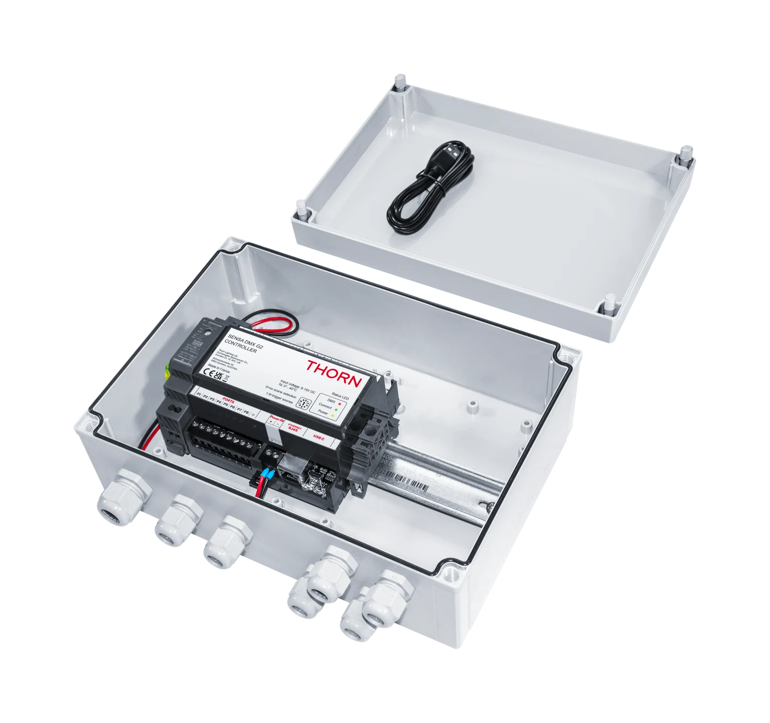 Sensa DMX : contrôleur DMX autonome et accessoires associés pour la gestion de réseaux DMX en extérieur.