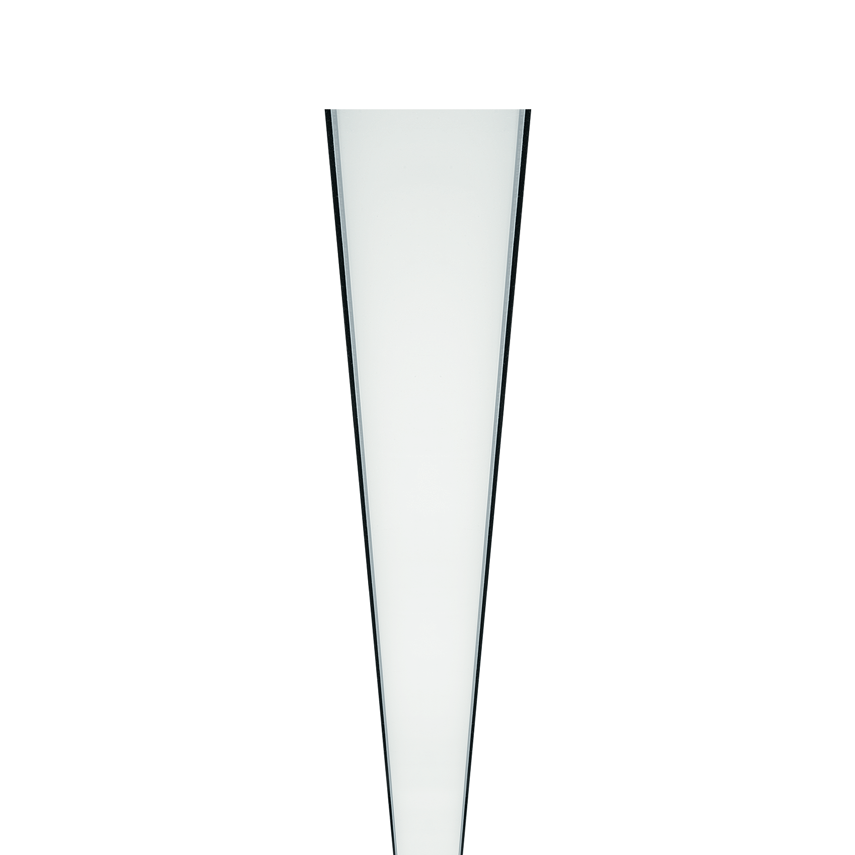 Eine trapezförmige, schwarze LED-Leuchte mit mehreren rechteckigen Lichtmodulen, die gerichtetes Licht abgeben. Die Leuchte ist vor schwarzem Hintergrund abgebildet