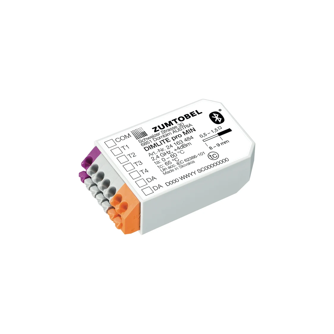 The DIMLITE Pro G2 lighting system by Zumtobel features a compact, rectangular design with coloured connectors for flexible installation.