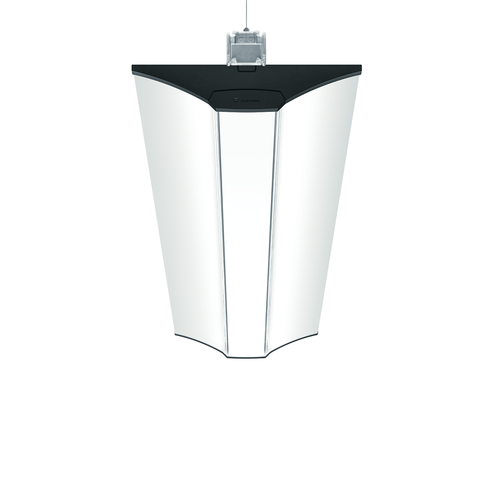 Die Leuchte erzeugt eine gleichmäßige, breit streuende Lichtverteilung. Das Licht wirkt hell und blendfrei.