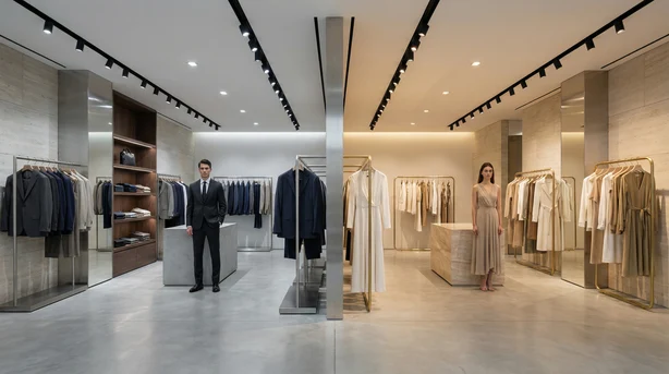 Two people shopping with individual lighting for each person.