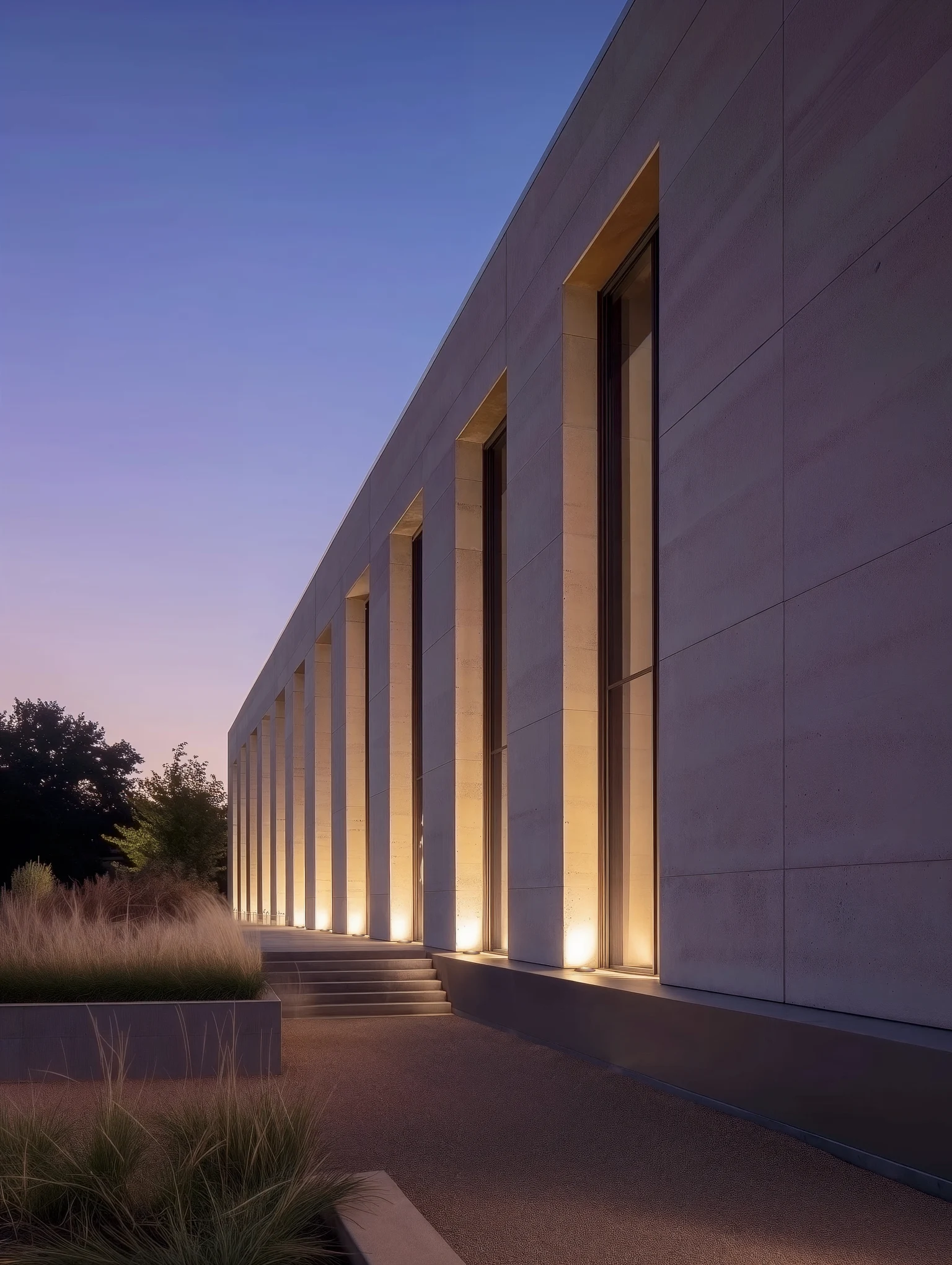 Cesar Bow Uplight-Leuchte auf einem Weg oberflächenmontiert.