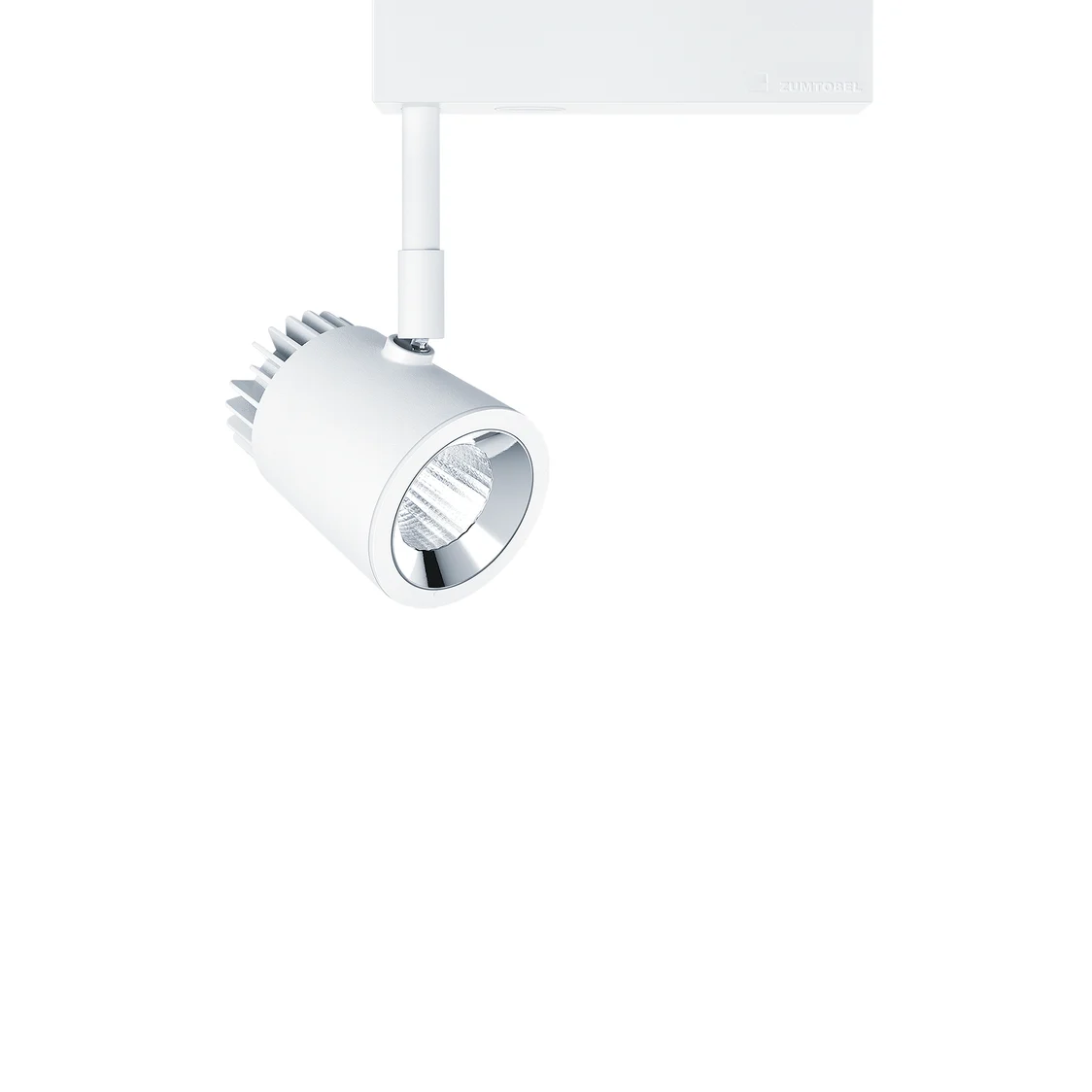 The DIAMO recessed luminaire is installed on a white slider, set against a transparent background and slightly tilted.