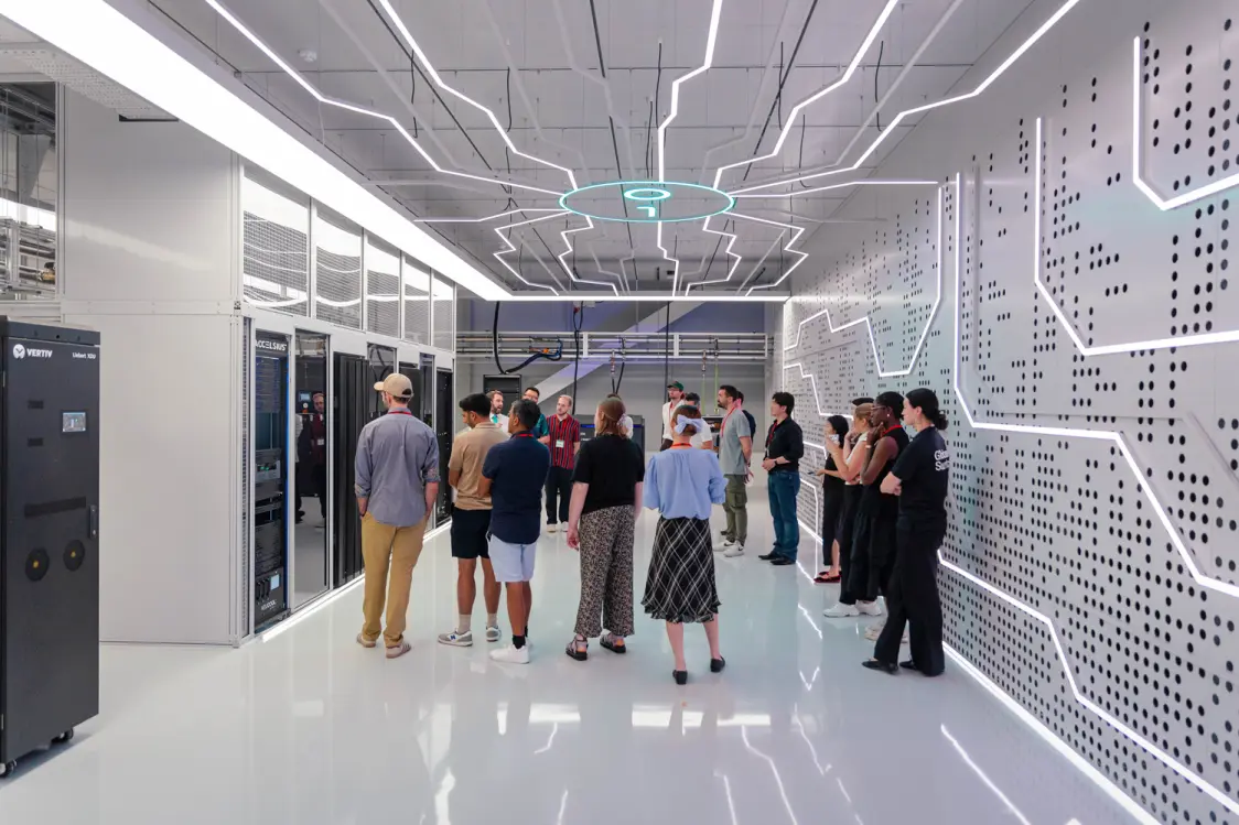 Datacenter with modern lighting in London.