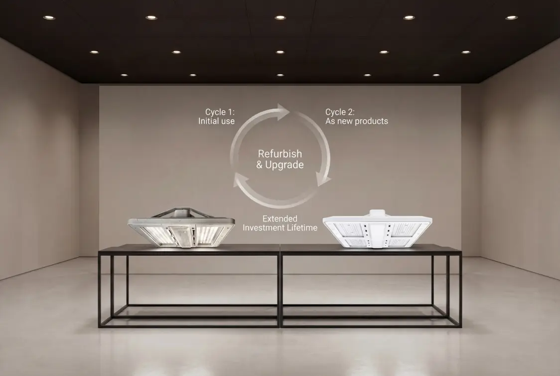 Remanufacturing Image with two luminaires.