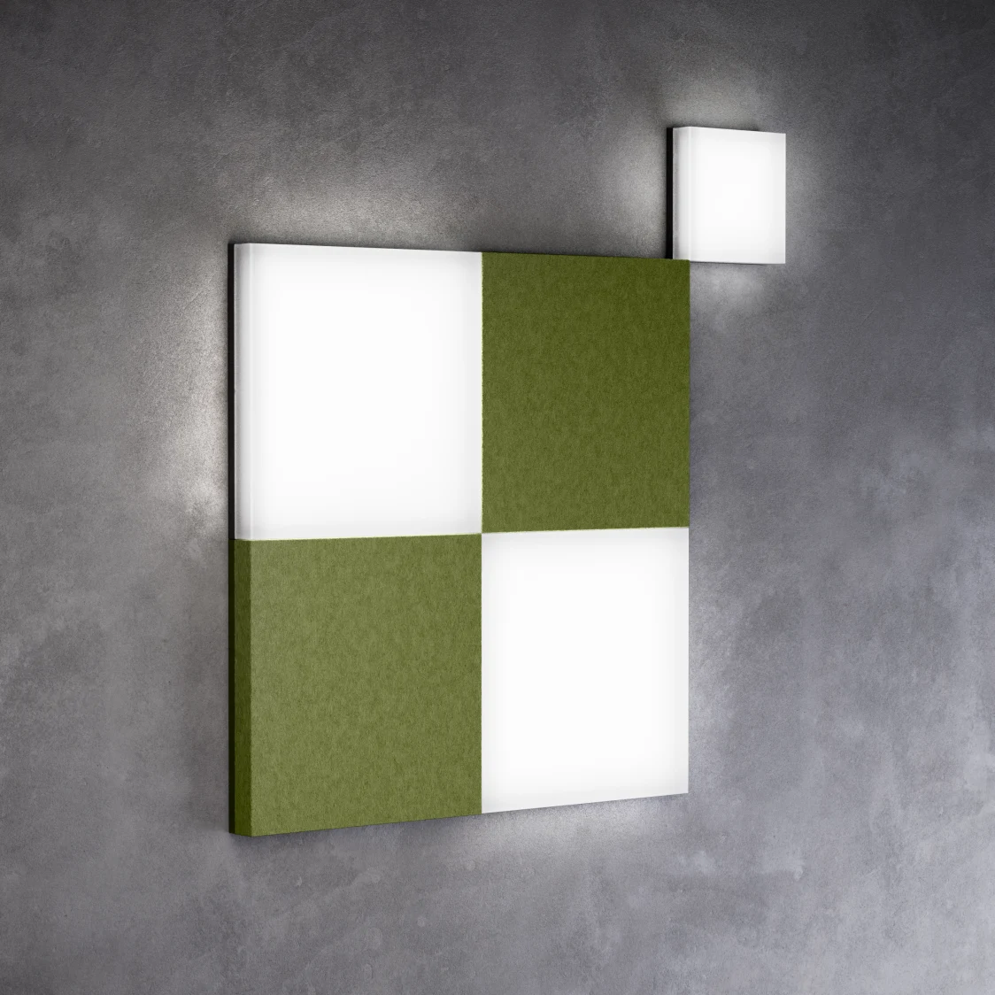 Perluce luminaire family shot in front of grey background.