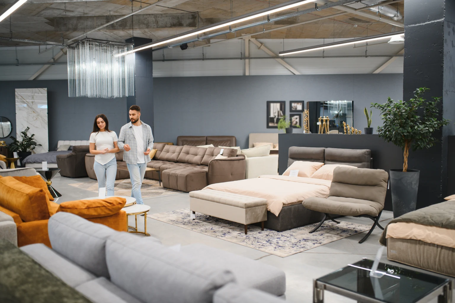 A home furniture retail store lit with Arrowslim linear battens