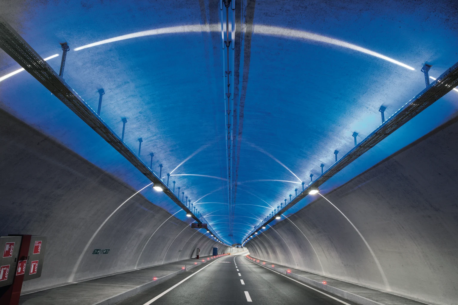 Eurasia tunnel being illuminated at night