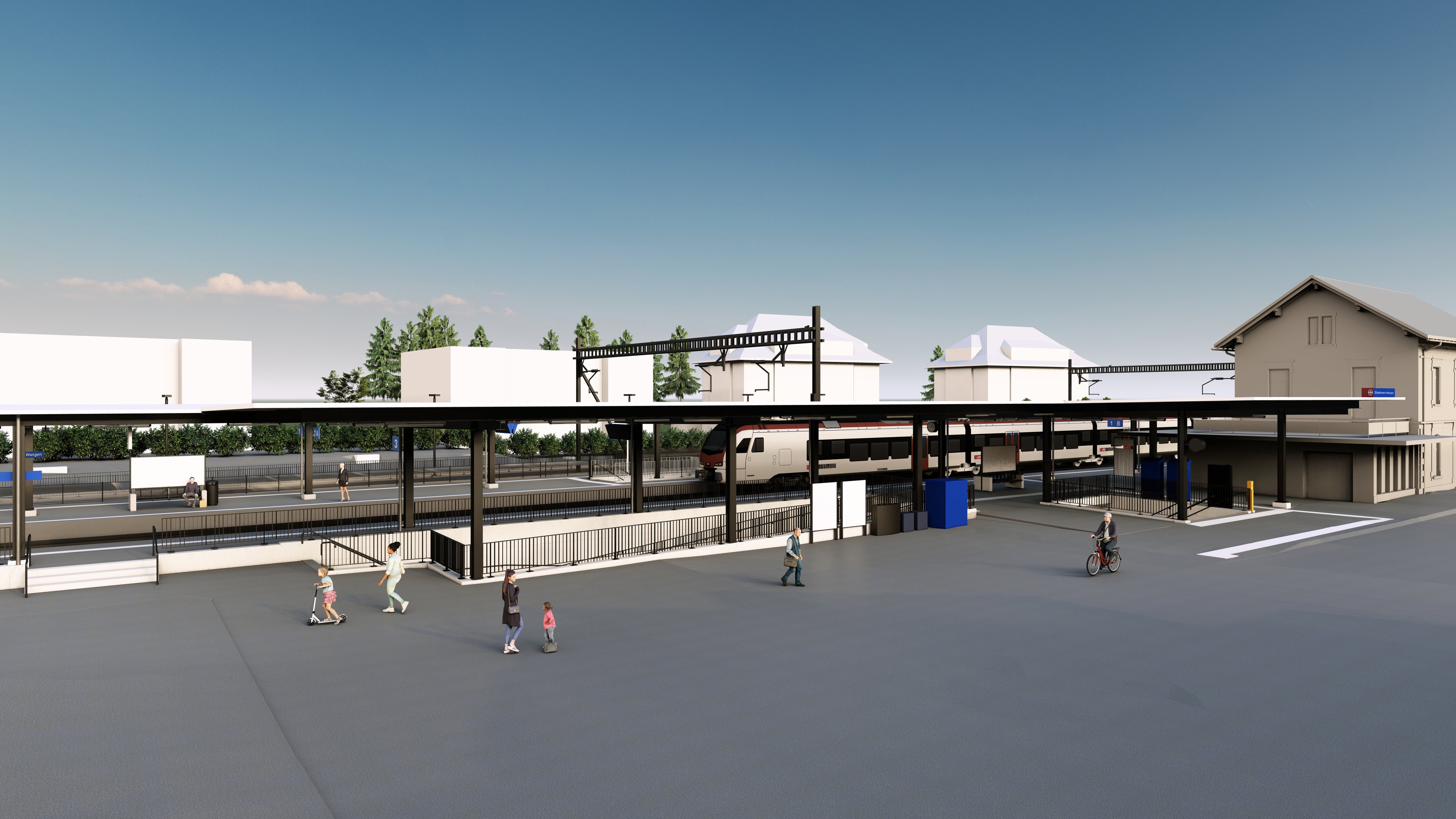 Computergenerierte Visualisierung des künftigen Bahnhof Siebnen Wangen