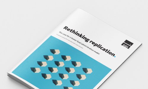 Close up on the "Rethinking replication" report cover.