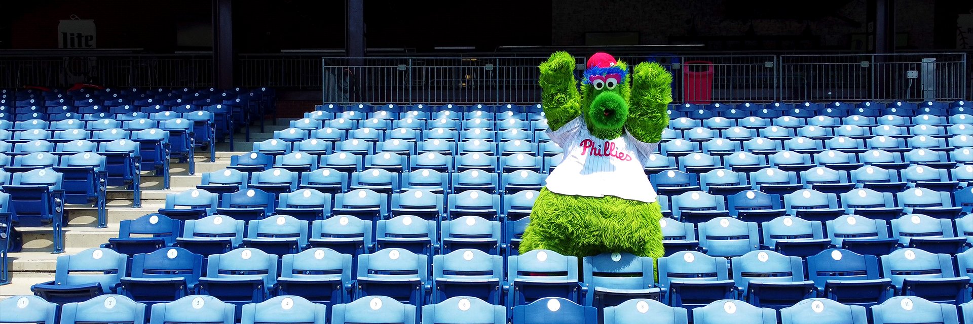Philly Phanatic in a stadium