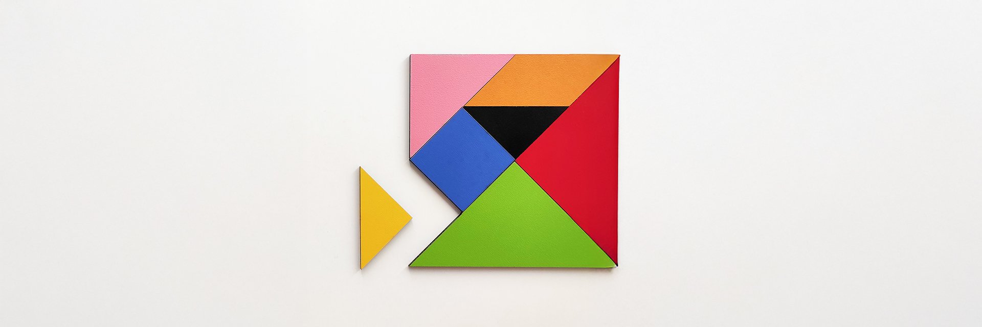 A puzzle of brightly colored blocks in various shapes.