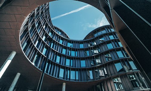 Dramatic circular skylight in a modern building