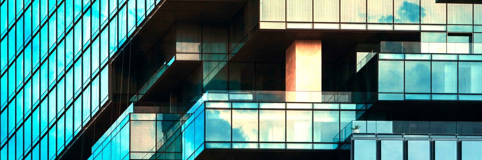 Glass windows on a large office building
