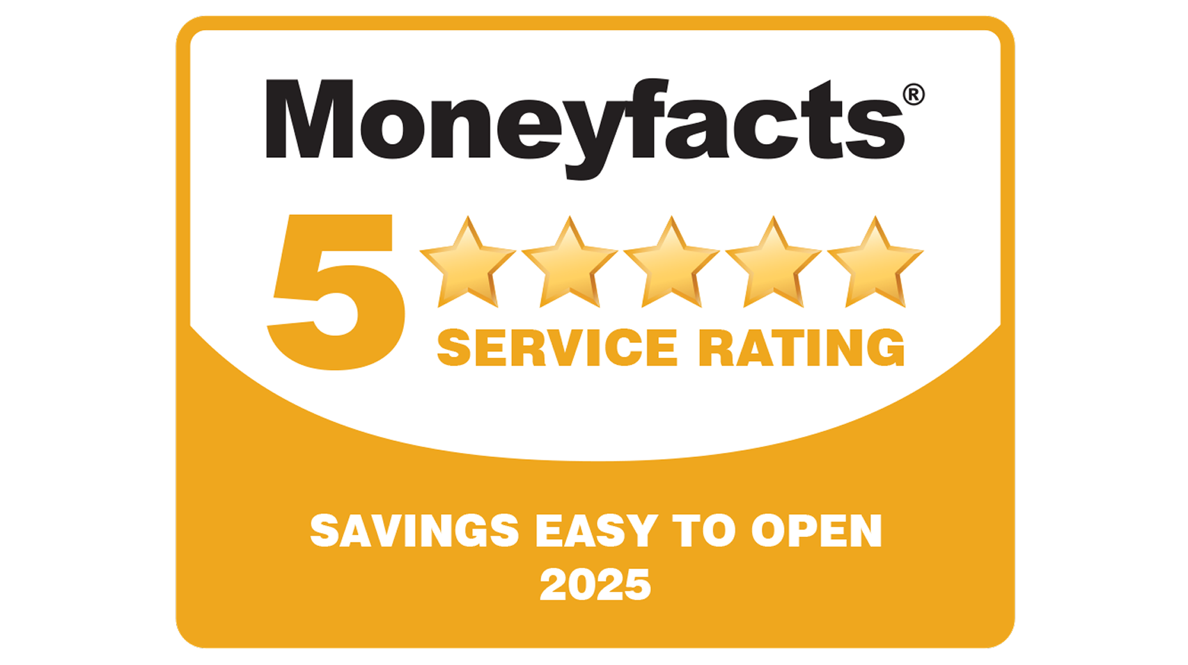 Moneyfacts - 5 star service rating - savings easy to open 2025