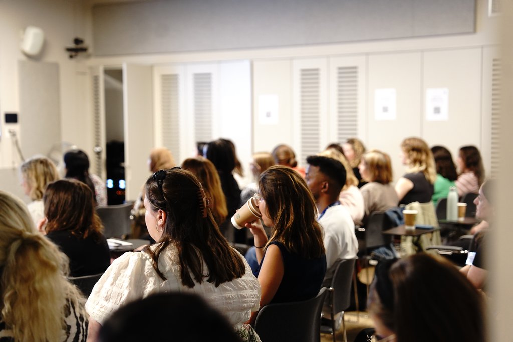 A group of people attending a training session at Anna Freud.                     