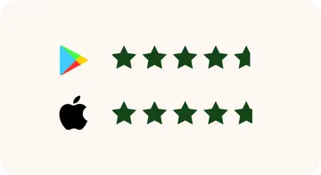 Bewertung: 4,6 Sterne im Google Play Store, 5 Sterne im Apple App Store.