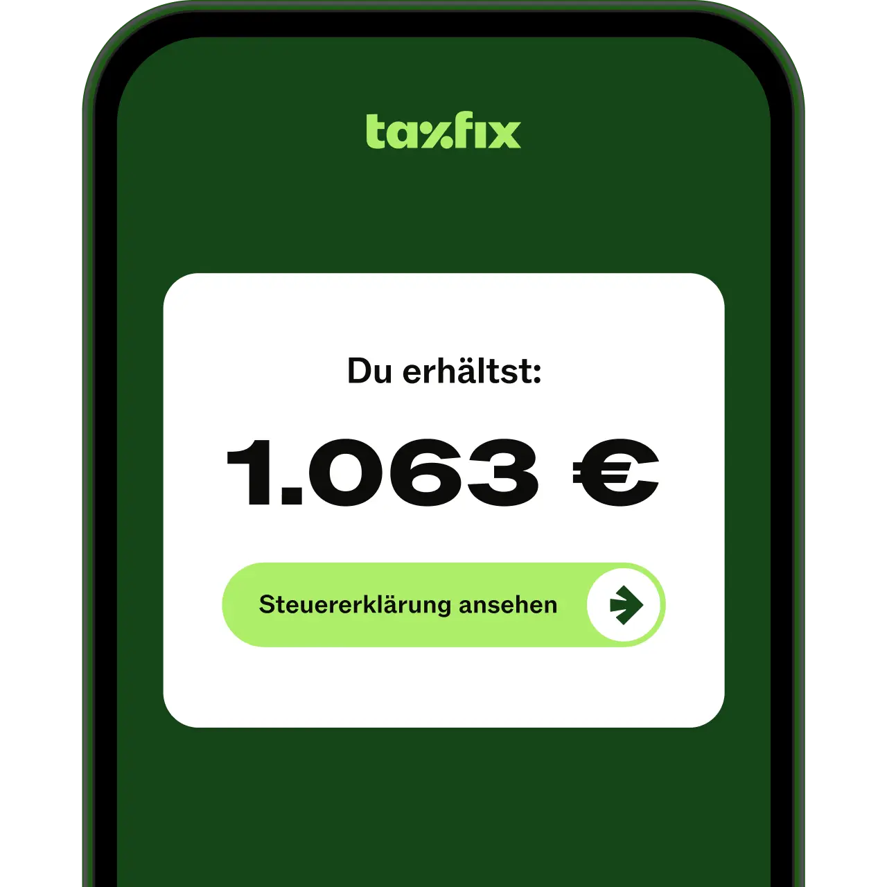 1.095€ Rückerstattung auf Smartphonebildschirm