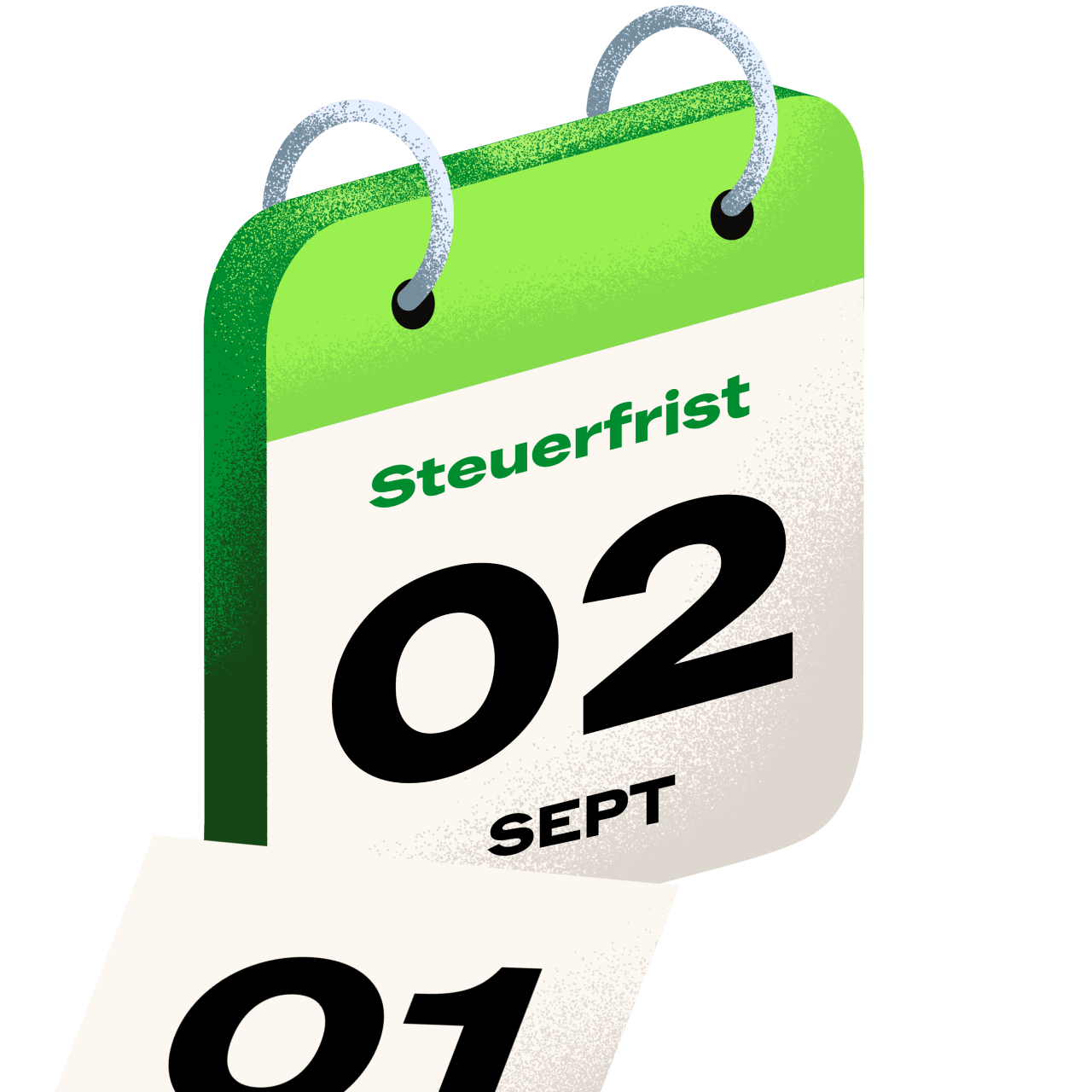 Kalender mit Steuerfrist 02. Sept, grün