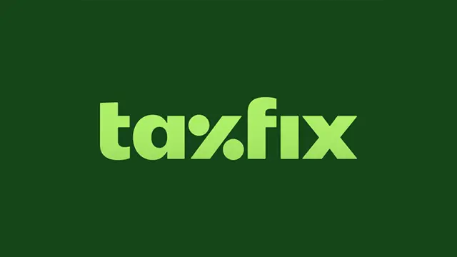 Taxfix Logo, dunkelgrüner Hintergrund