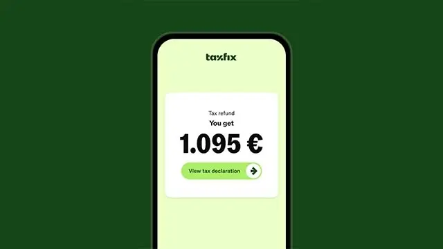 Taxfix app screen: 1.095€ Tax refund