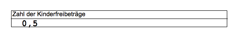 Entry showing number of child allowances as 0.5