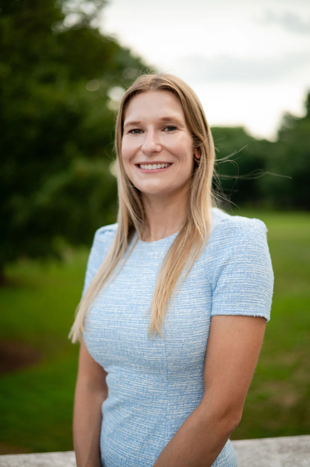 Pharmacy resident Emilia Pieta poses on UVA grounds