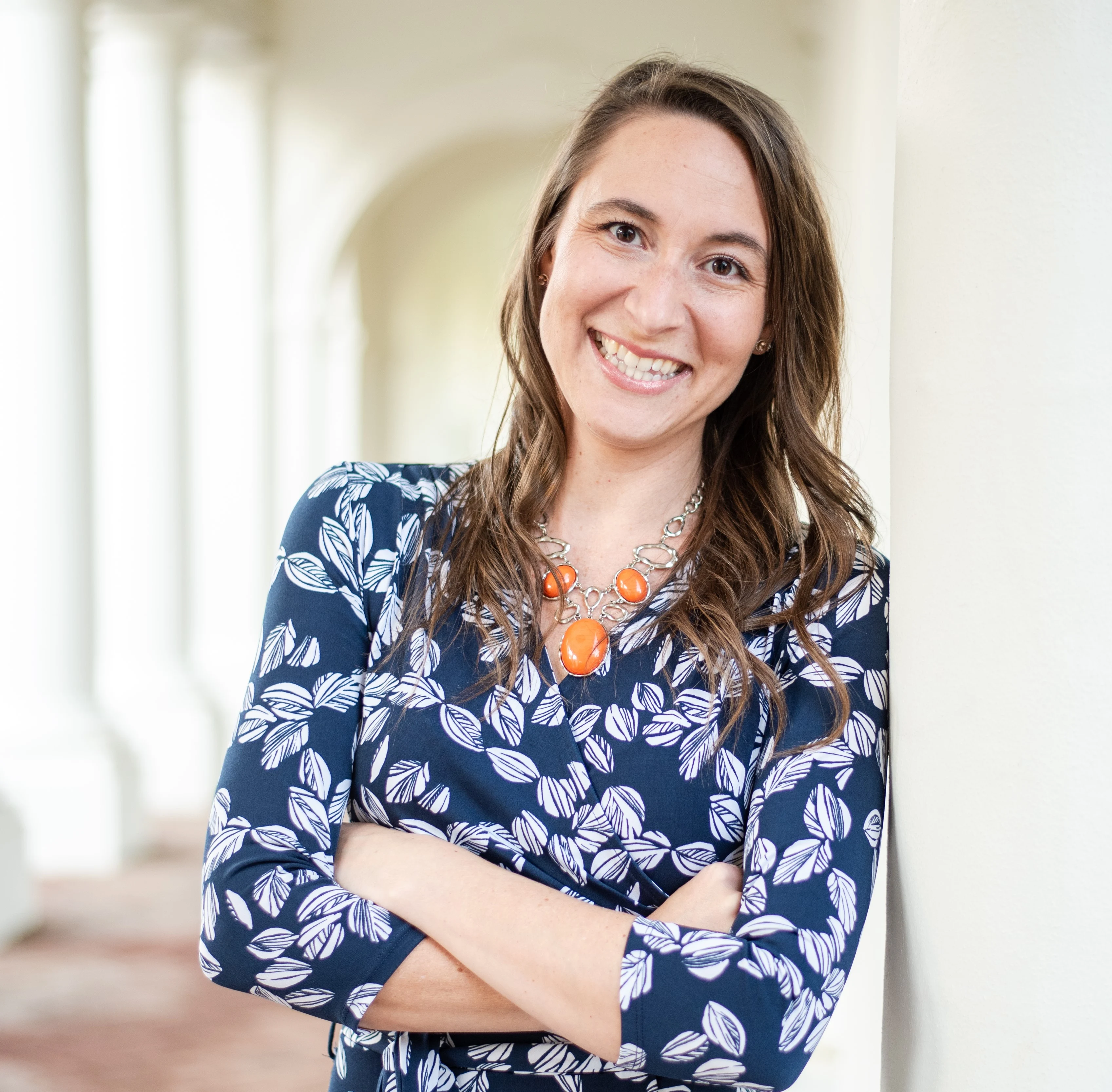 Katelyn Hipwell poses in UVA Health's hall