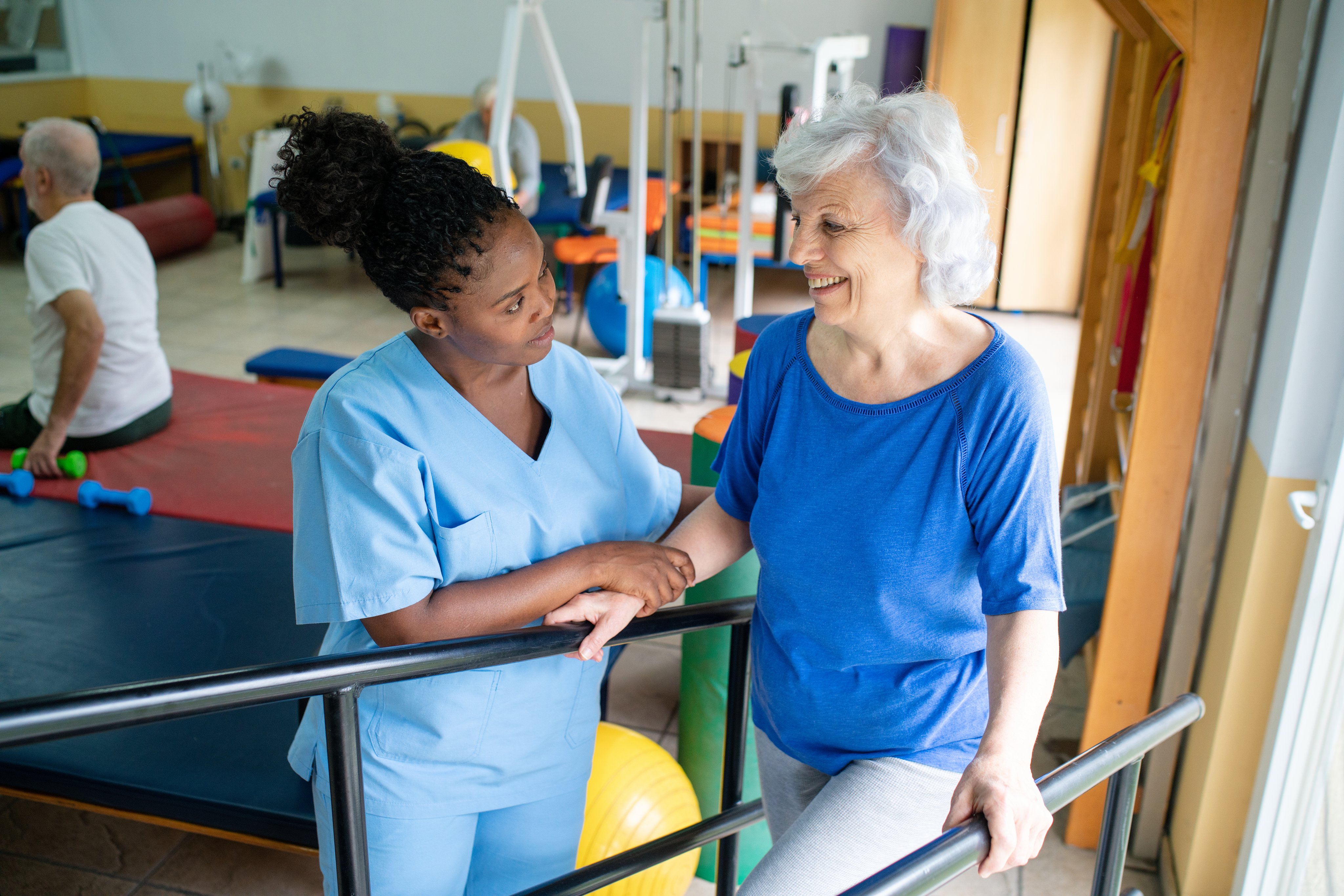 Woman in stroke rehab