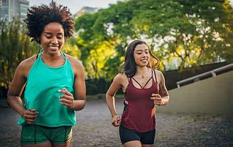 Two young women out for a run