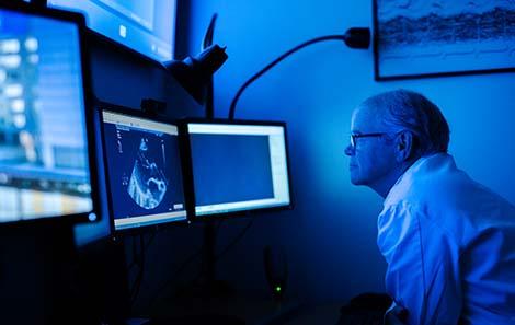 Doctor examines images