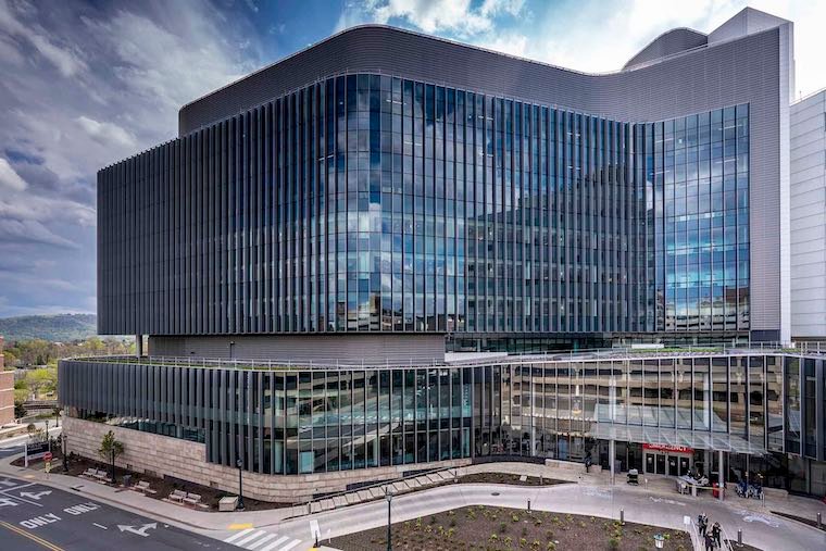Photo of the hospital expansion at UVA Health University Medical Center.