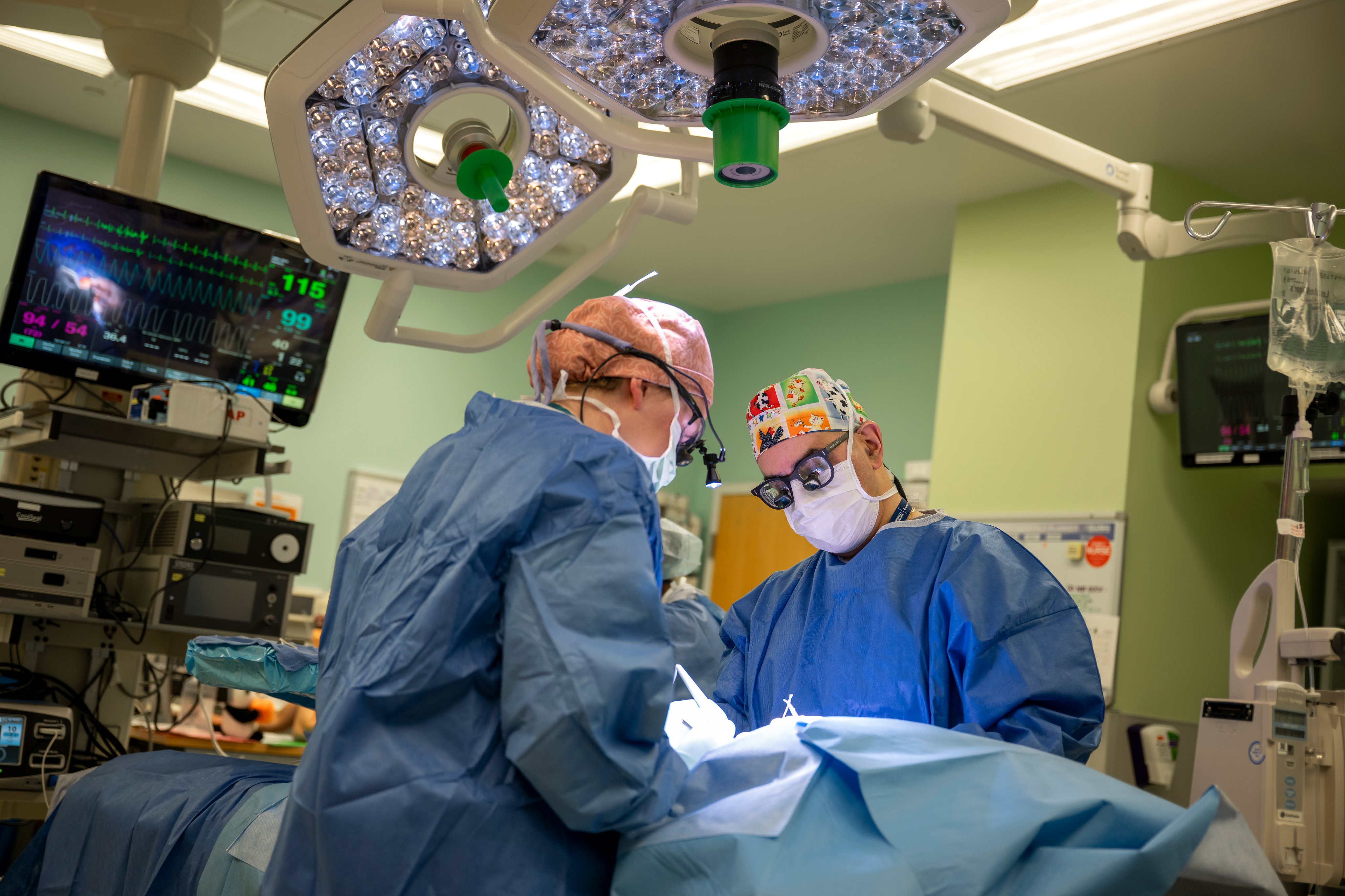 two surgeons in an operating suite at UVA Health Children's