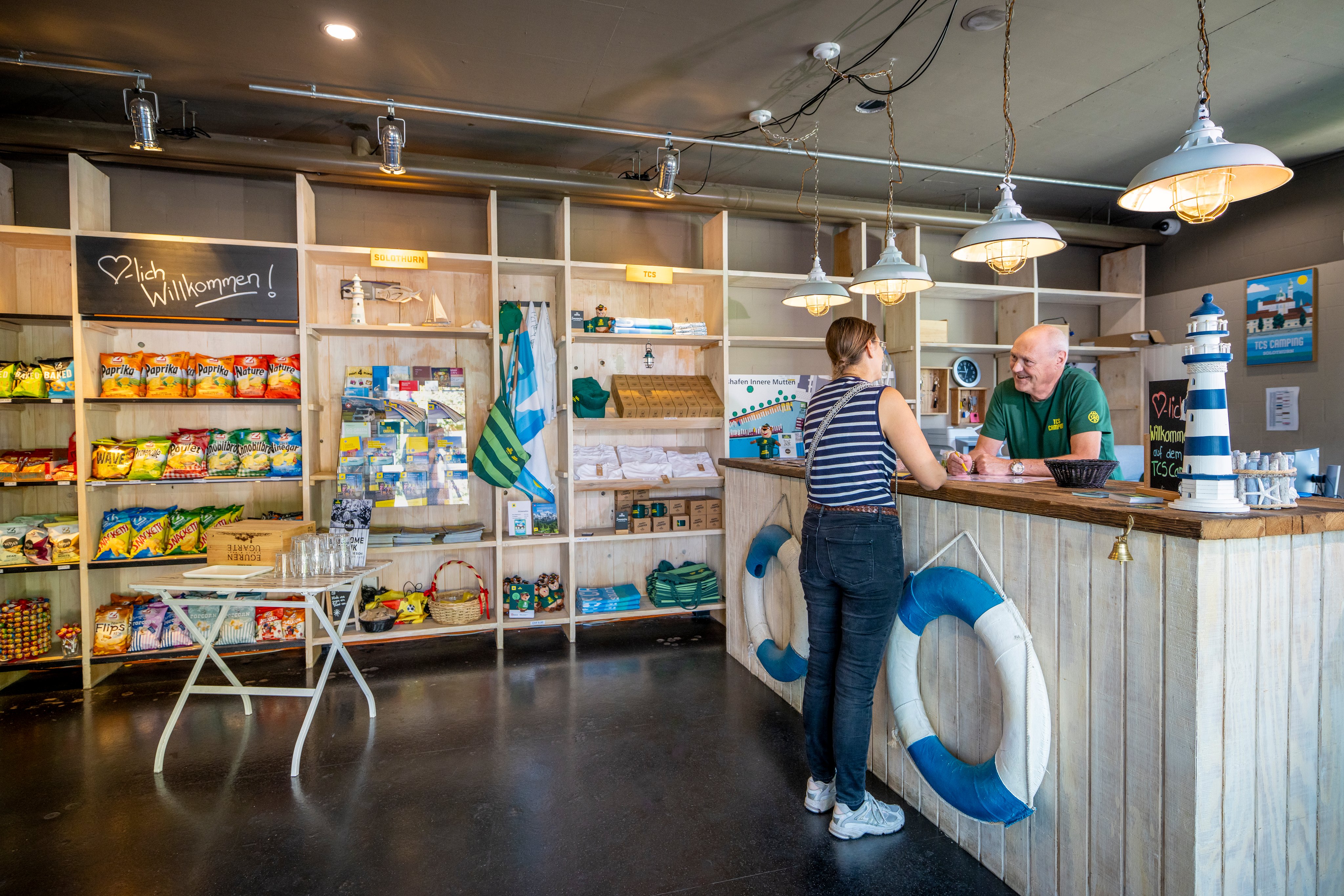 A guest at the campsite reception.