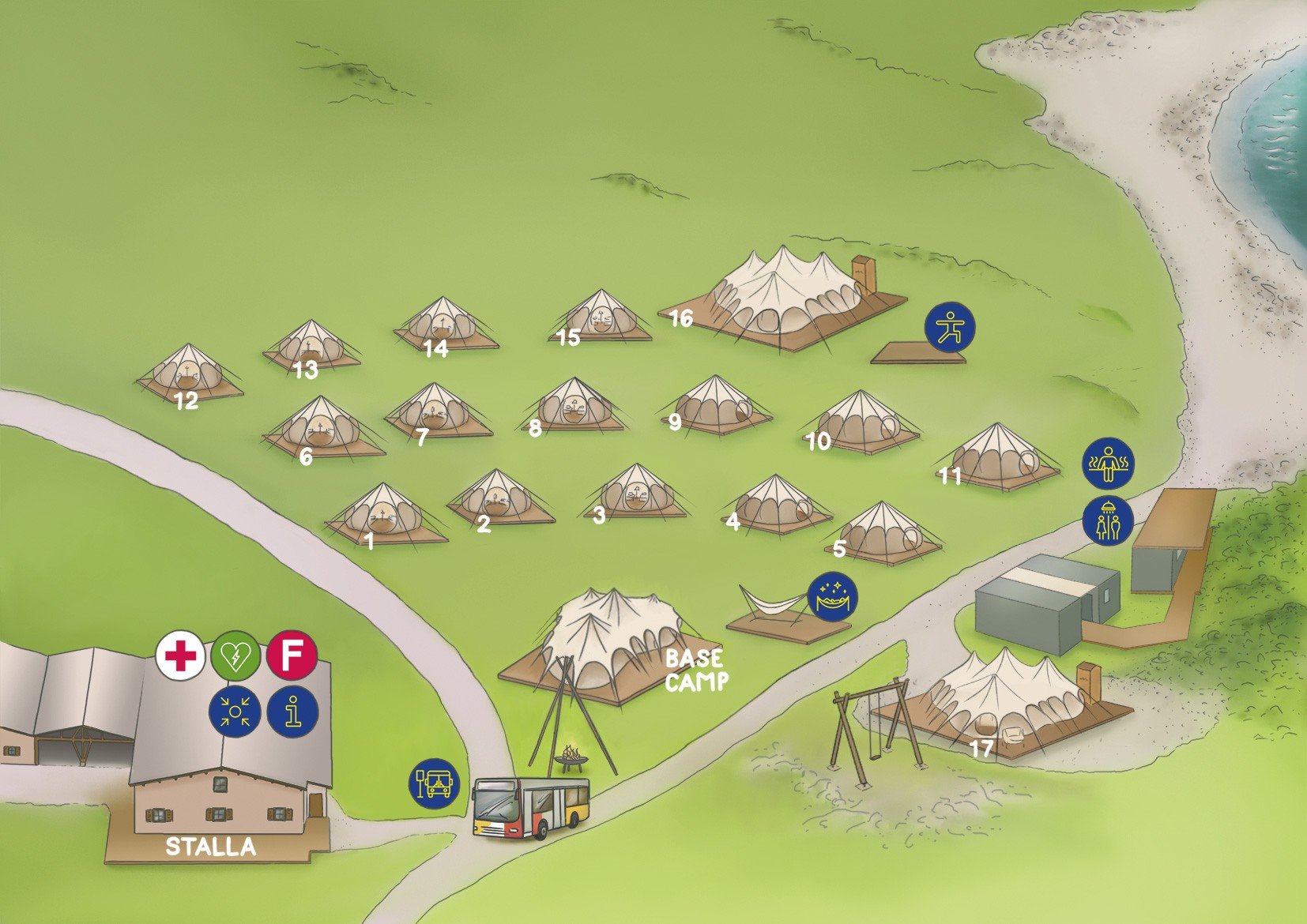 Platzplan TCS Camping Laax Pop-Up Glamping