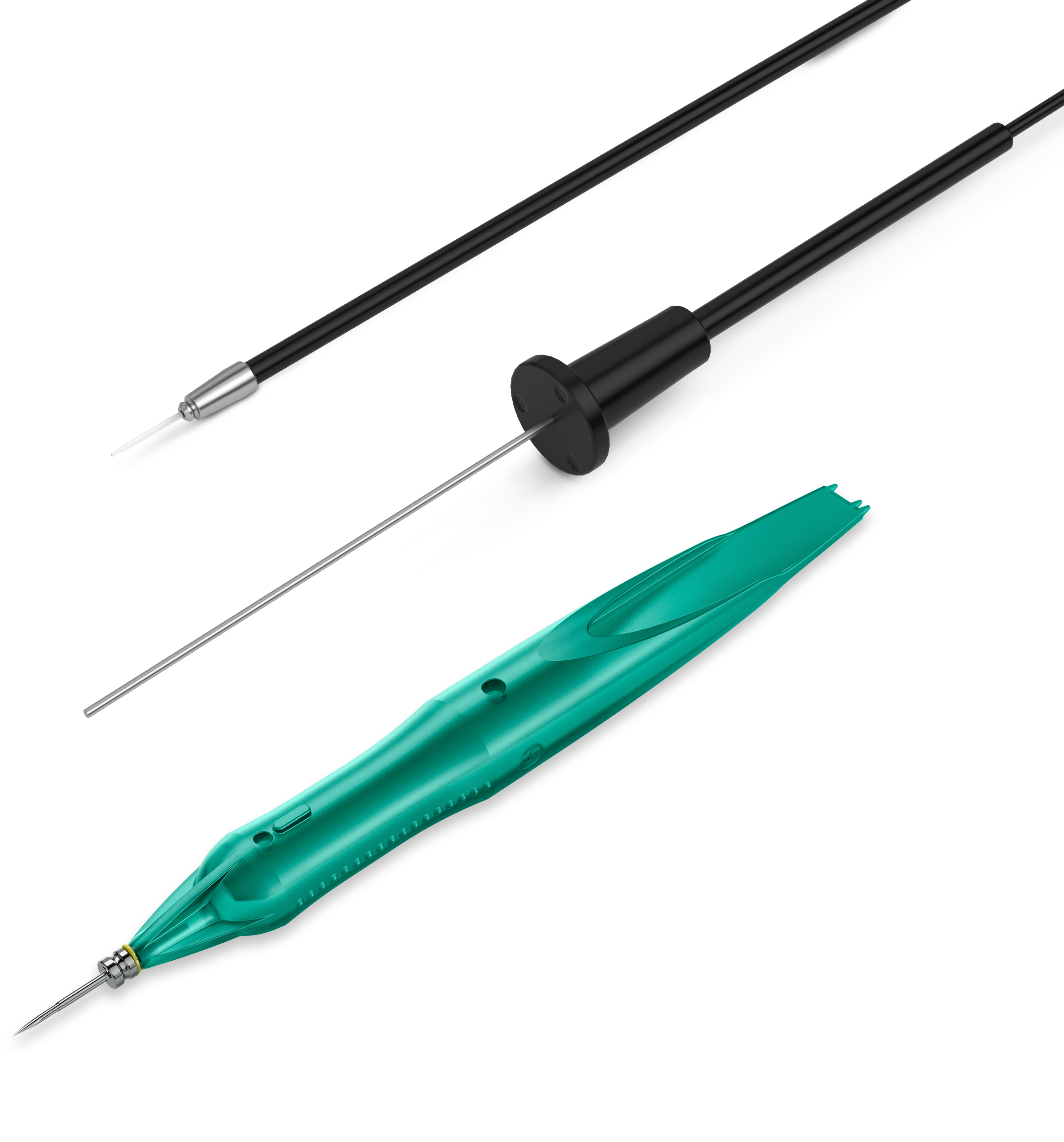 25G bendable chandelier illuminator with Caliburn Trocar System.