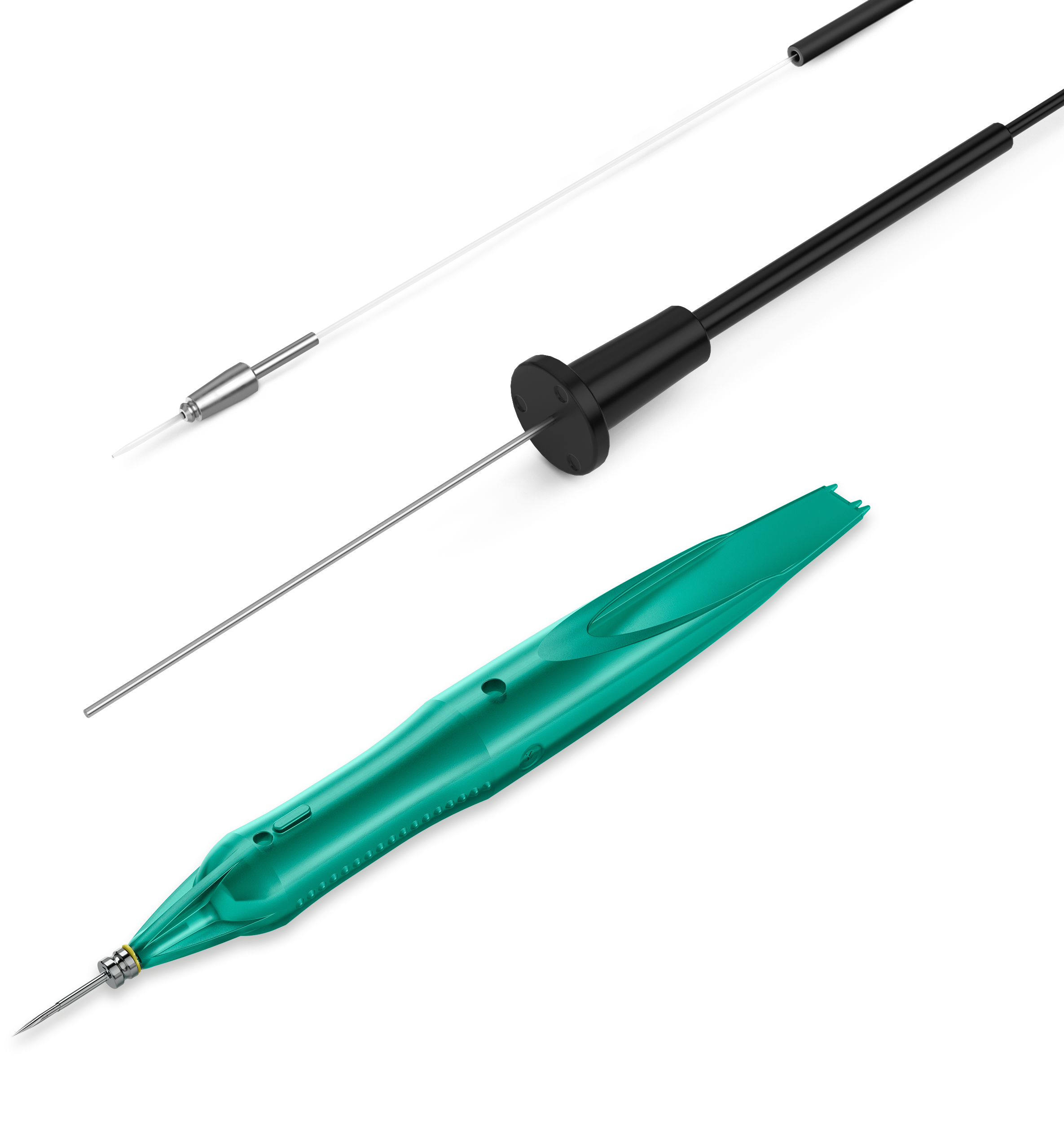 25G chandelier illuminator with flexible illumination fibre and Caliburn trocar system