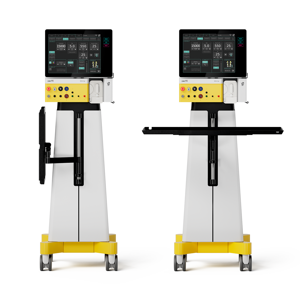OS 4 Up ophthalmic machine with and without instrument table for flexible setup