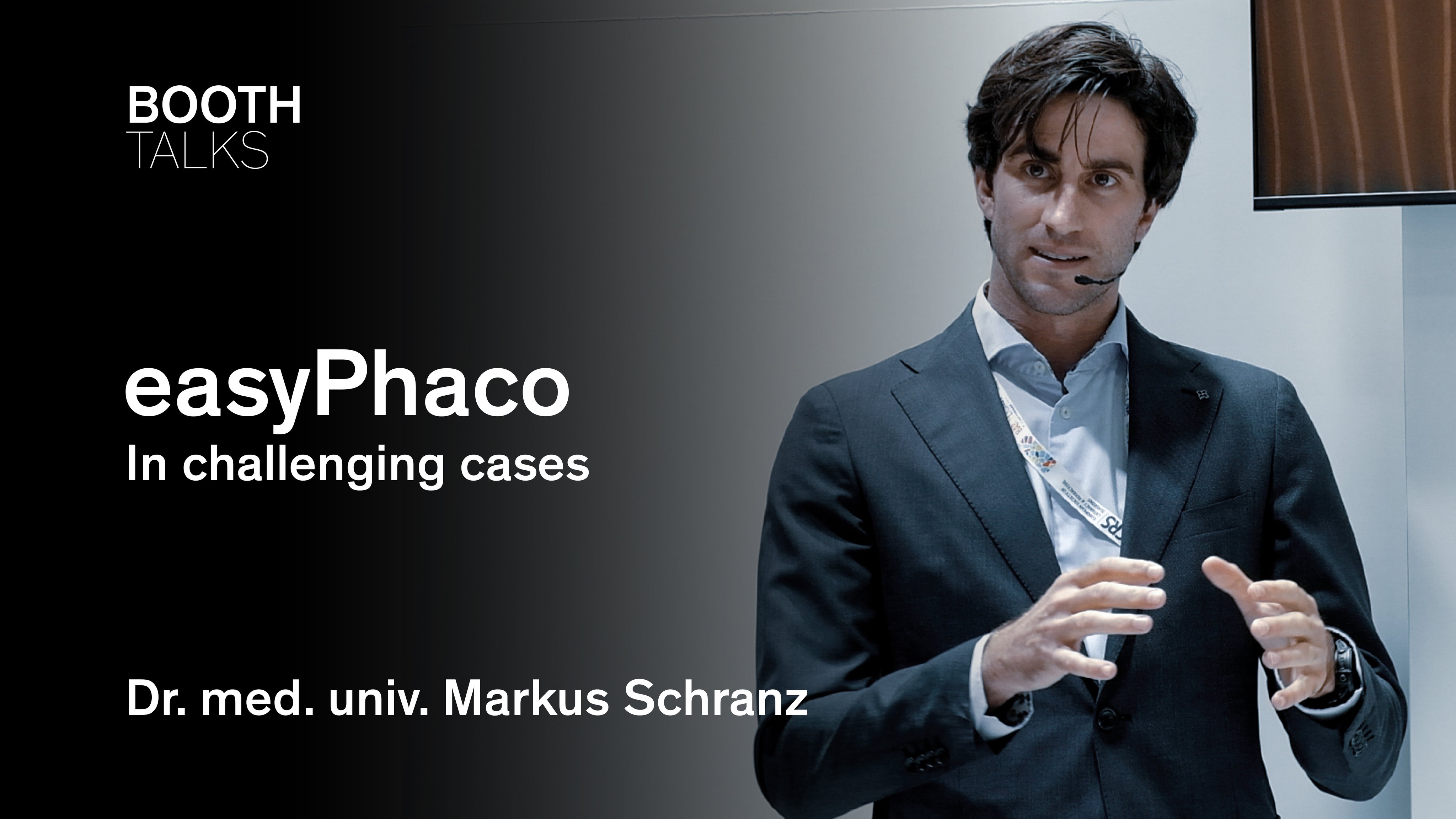 Dr Markus Schranz presenting easyPhaco in challenging cases during a booth talk