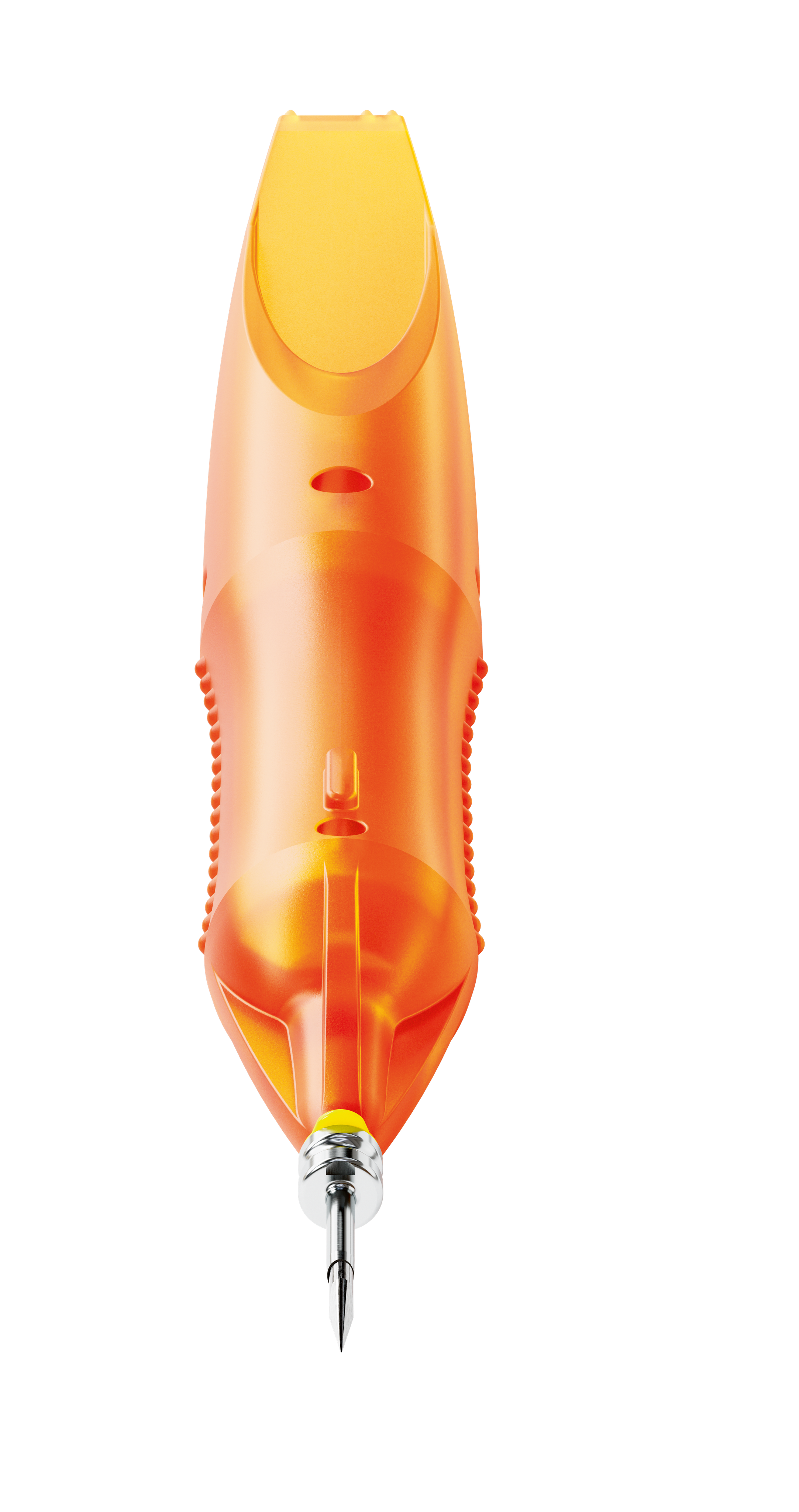 23G Caliburn trocar with incision knife, front view, ophthalmic surgical instrument