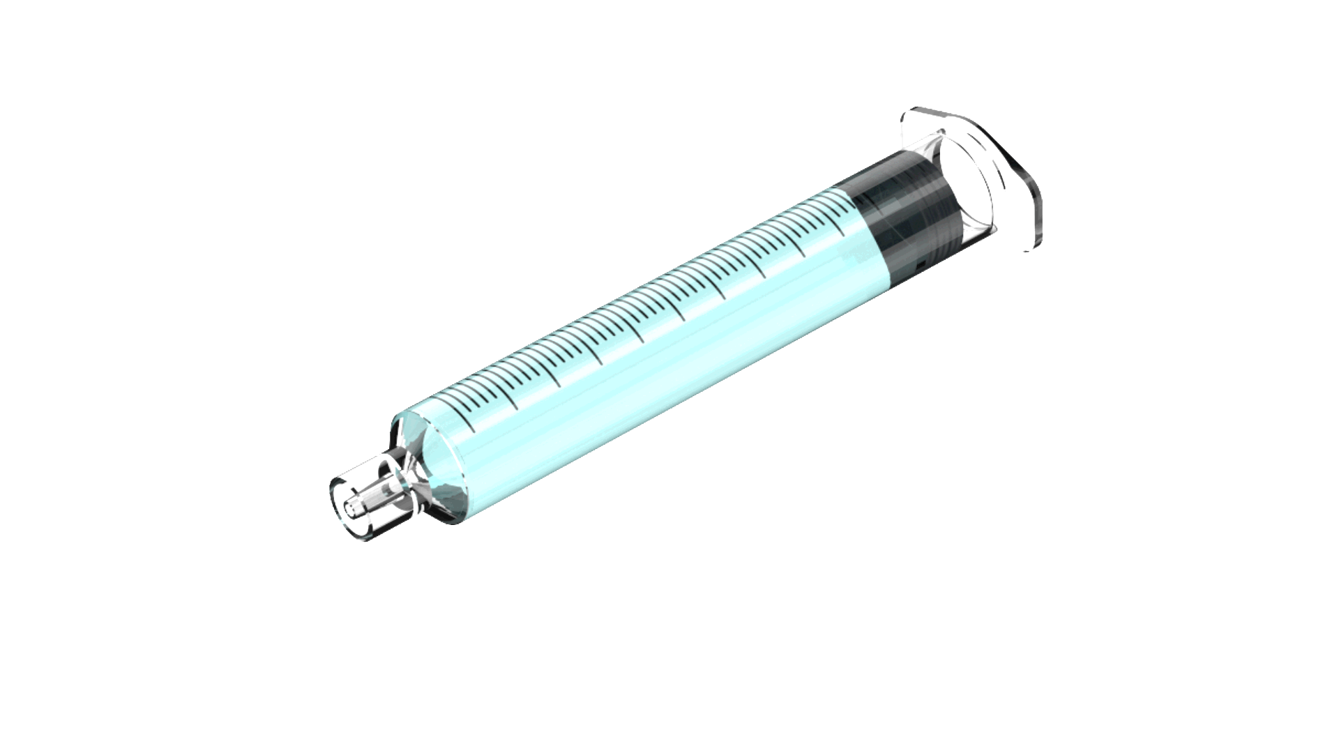 visco cannula syringe with snap lock connector and transparent barrel filled with blue fluid