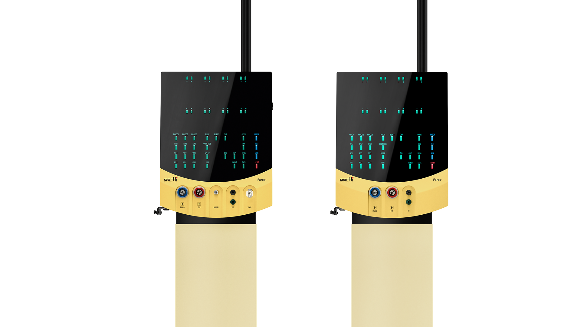 Faros anterior and posterior ophthalmic surgery platform configurations displayed side by side